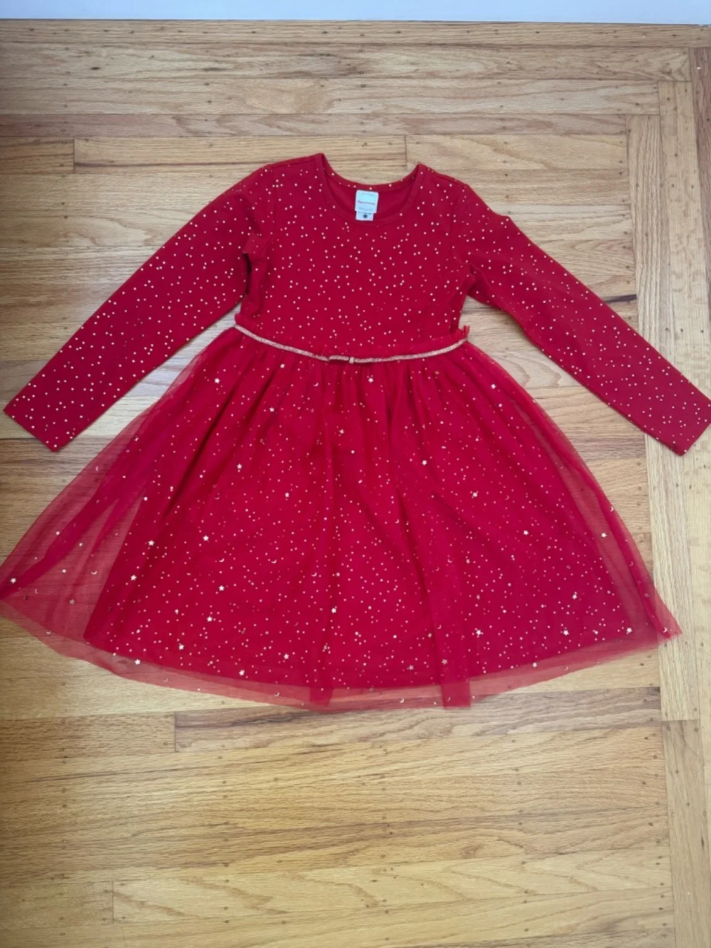 Hanna Andersson Red and Gold Dress Girl Size 8